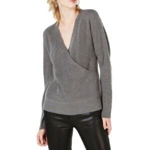 Bar III XS Gray Faux Wrap Sweater
